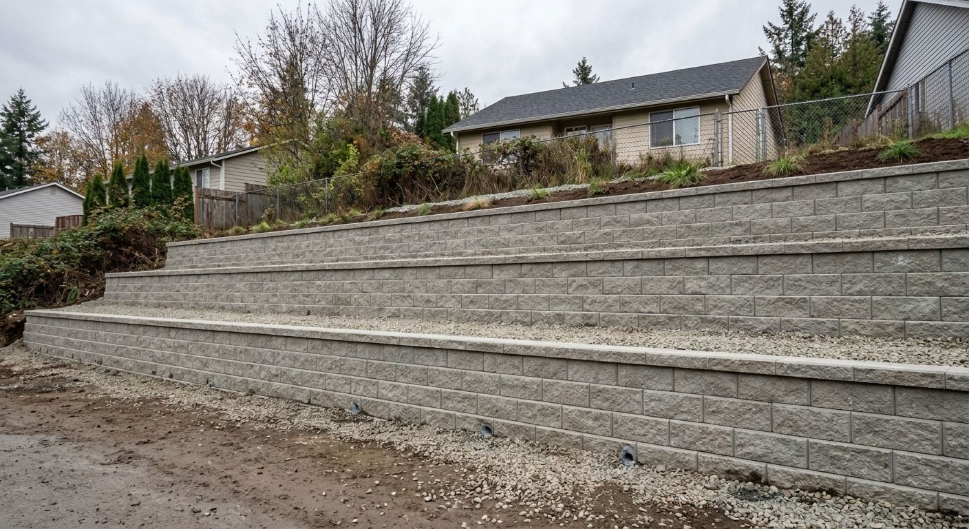 Finished concrete retaining wall in Minnehaha County, SD