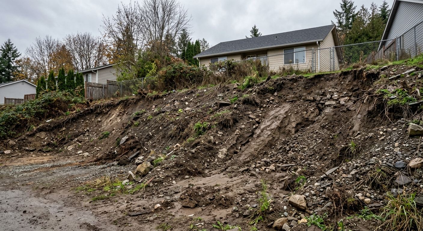 Sloped Minnehaha County lot before retaining wall construction
